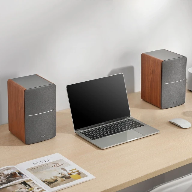 Alt view image 5 of 7 - R1280T Powered Bookshelf Speakers -2.0 Near Field Studio Monitor 2.0 Active Near Field Studio Monitor Speaker - Wooden Enclosure - 42 Watts RMS Power