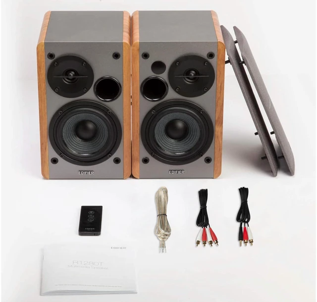 Alt view image 4 of 7 - R1280T Powered Bookshelf Speakers -2.0 Near Field Studio Monitor 2.0 Active Near Field Studio Monitor Speaker - Wooden Enclosure - 42 Watts RMS Power