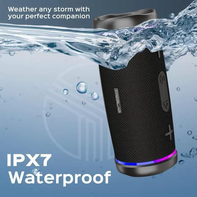 Alt view image 4 of 7 - HD77 Bluetooth Speaker - Powerful 360° Sound with Impactful Bass, 30W Portable Wireless Audio, 20H Battery, IPX7 Waterproof, TWS Stereo, Shockproof Design for Outdoor, Beach, Pool, Jobsite
