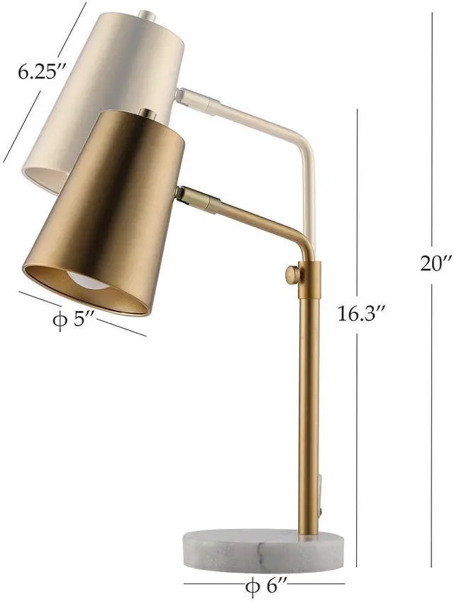 Alt view image 5 of 7 - VONLUCE Gold Desk Lamp with LED Bulb Adjustable, Antique Brass Metal Table Lamp Marble Base, Mid Century Modern Reading Lamp Office, 20 Industrial Task Lamp Work Lamp for Reading Bedroom