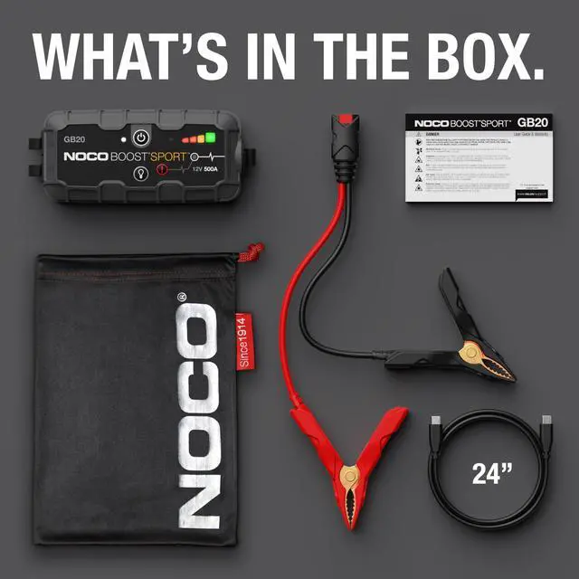Alt view image 6 of 6 - _Mega Brand Boost GB20: 500A UltraSafe Jump Starter 12V Lithium Battery Booster Pack, Portable Jump Box, Power Bank & Jumper Cables - for 4.0L Gas Engines