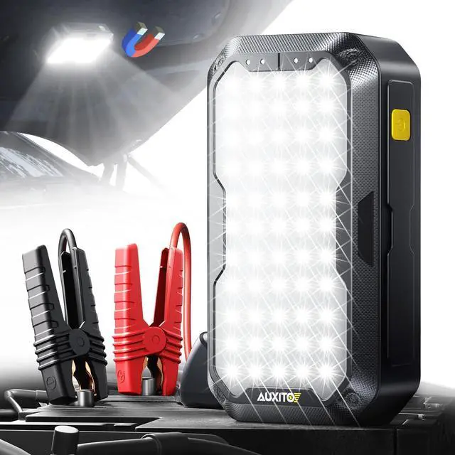 Main image of _Mega Brand Car Battery Jump Starter: 5000A Portable Jump Starter Up to 8.5L Gas and 8.0L Diesel Engines with 2000LM LED Work Panel Light, 12V Safe Jump Box with Camping Light, Power Bank and Jumper