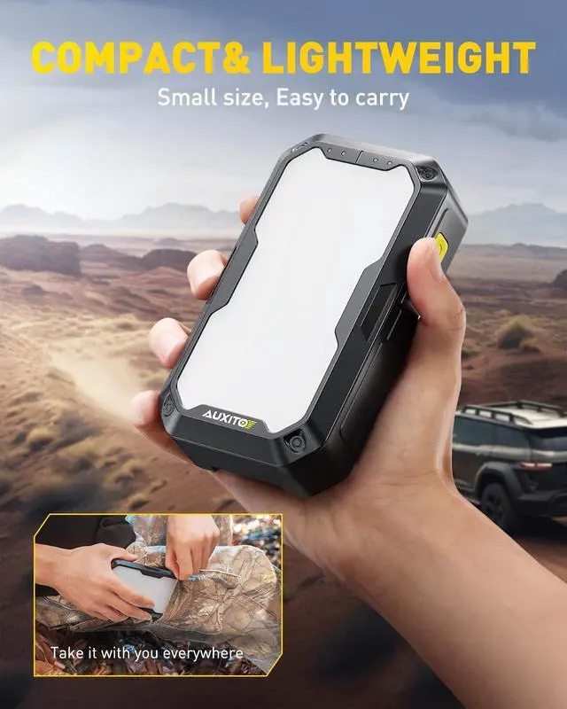 Alt view image 6 of 7 - _Mega Brand Car Battery Jump Starter: 5000A Portable Jump Starter Up to 8.5L Gas and 8.0L Diesel Engines with 2000LM LED Work Panel Light, 12V Safe Jump Box with Camping Light, Power Bank and Jumper