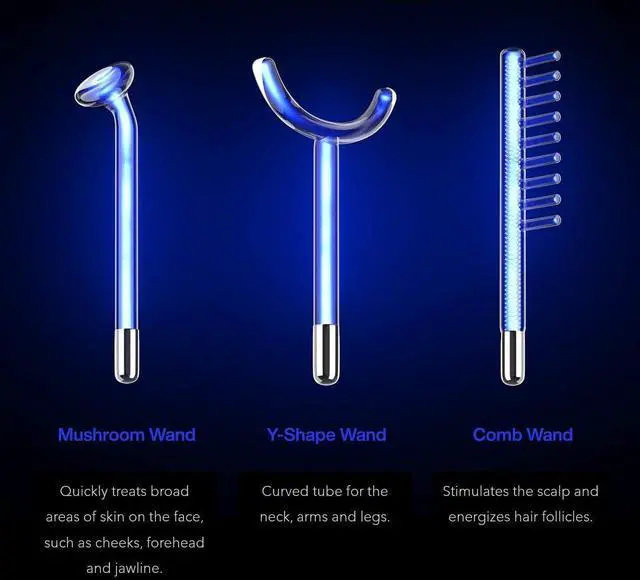 Alt view image 3 of 7 - NuDerma Clinical Skin Therapy Wand - Portable Skin Therapy Machine w 6 Fusion Neon + Argon Wands  Anti Aging - Clarifying - Skin Tightening & Radiance - Wrinkle Reducing