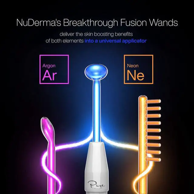 Alt view image 2 of 7 - NuDerma Clinical Skin Therapy Wand - Portable Skin Therapy Machine w 6 Fusion Neon + Argon Wands  Anti Aging - Clarifying - Skin Tightening & Radiance - Wrinkle Reducing