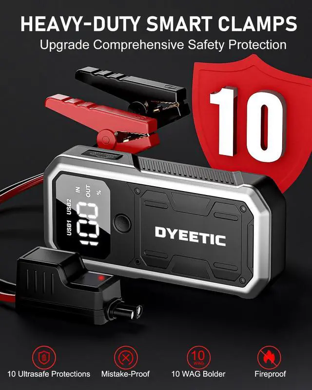 Alt view image 6 of 7 - _Mega Brand Car Jump Starter, Lithium Jump Starter Battery Pack 4000A (10.0L Gas / 8.0L Diesel Engines), 12V Lithium Battery Booster Pack Portable Power Bank with USB Quick Charge and Type C Port