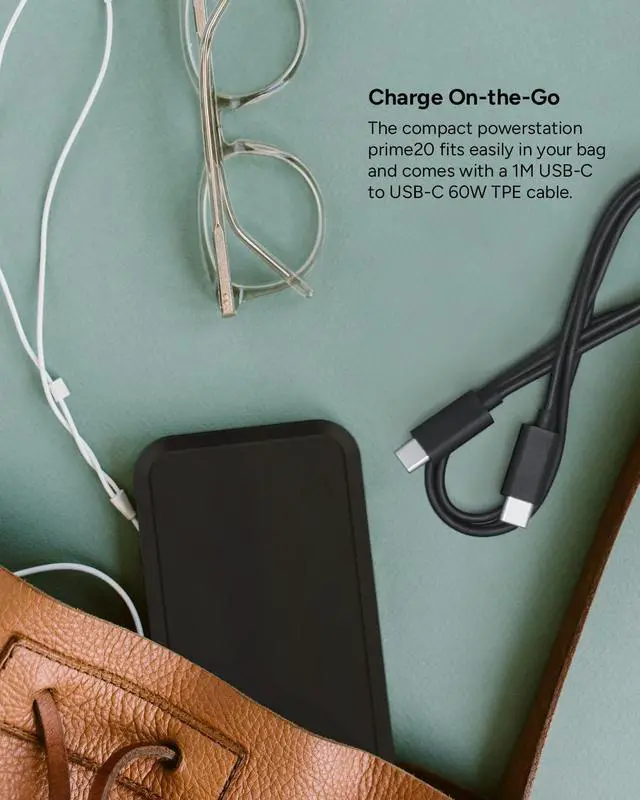 Alt view image 5 of 7 - _Mega Brand powerstation prime20 - Ultra-Compact Portable Power Bank with 20,000mAh Internal Battery, 18W USB-C PD Fast Charging, 3-Device Simultaneous Charging, Eco-Friendly Design