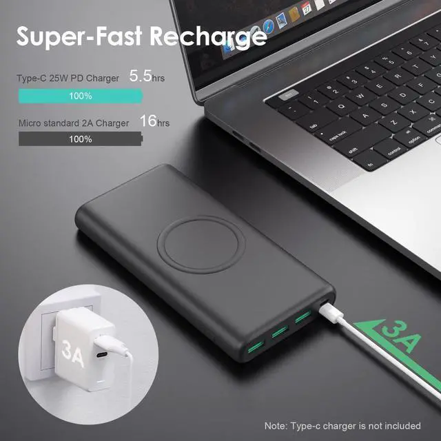 Alt view image 6 of 6 - _Mega Brand Power Bank, 33800mAh 15W Fast Wireless Charging 25W PD QC 4.0 USB-C Power Bank, 5 Output & Dual Input External Battery Pack Compatible with iPhone 16/15/14/13/12,Android etc