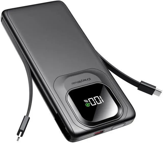 Main image of _Mega Brand Portable Charger Power Bank , 22.5W Fast Charging 10000mAh Phone Charger, Travel Battery Pack Slim Battery Bank with Smart LED Display for iPhone, Android & USB-C Devices