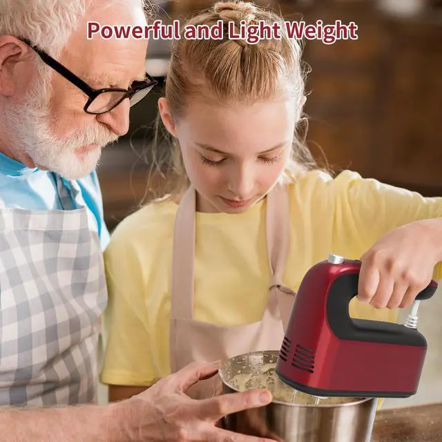 Alt view image 3 of 7 - _Mega Brand  9-Speed Digital Hand Mixer Electric, 400W DC Motor, Hand Mixer electric Handheld with Snap-On Storage Case, Touch Button, Turbo Boost, 5x Stainless Steel Accessories (Red)