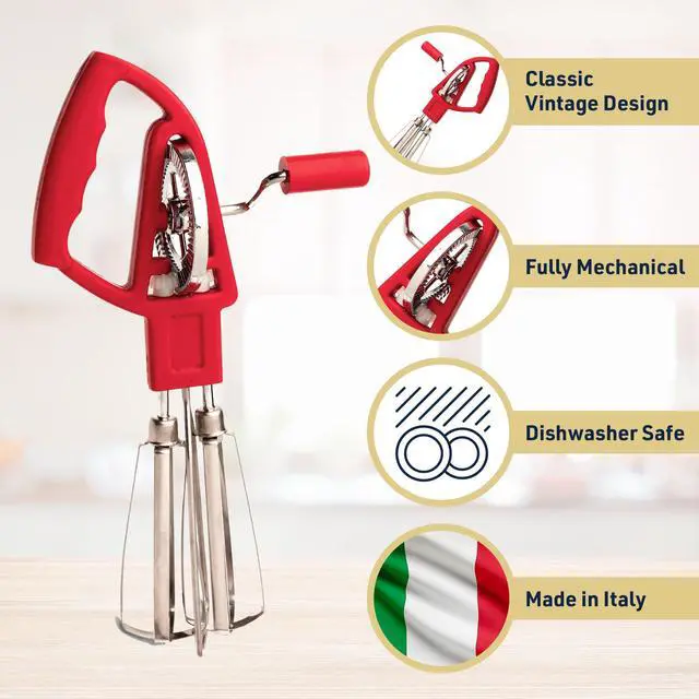 Alt view image 3 of 6 - _Mega Brand Rotary Egg Beater Manual Hand Crank Mixer-Stainless Steel Hand Mixer with Double Rotating Heads for Easy Beating, Blending, and Whipping-Dishwasher Safe Kitchen Gadgets by_Mega Brand