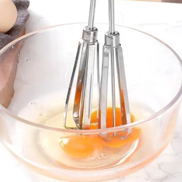 Alt view image 5 of 6 - _Mega Brand Rotary Egg Beater Manual Hand Crank Mixer-Stainless Steel Hand Mixer with Double Rotating Heads for Easy Beating, Blending, and Whipping-Dishwasher Safe Kitchen Gadgets by_Mega Brand