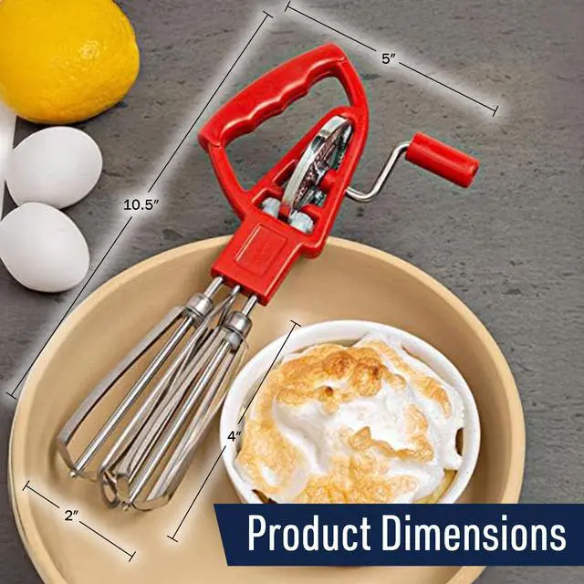 Alt view image 6 of 6 - _Mega Brand Rotary Egg Beater Manual Hand Crank Mixer-Stainless Steel Hand Mixer with Double Rotating Heads for Easy Beating, Blending, and Whipping-Dishwasher Safe Kitchen Gadgets by_Mega Brand