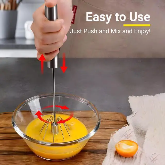 Alt view image 5 of 7 - _Mega Brand Egg Whisk,2025 Upgraded Stainless Steel Semi Automatic Whisk,Hand Wisk Egg Beater Easy to Use for Making Cream, Blending, Whisking, Beating & Stirring (12 Inch)
