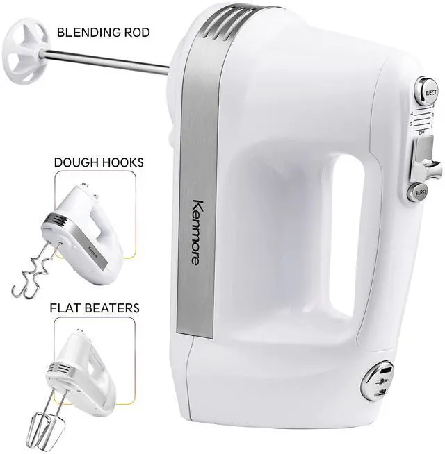 Alt view image 5 of 7 - _Mega Brand Hand Mixer - Case Batidora De Mano Kitchen 5 Speed Handheld Blender With Whisk, Beater, Dough Hook, Attachments Storage, Turbo Boost, Appliance For Cake Mix, Eggs, Whipping Cream