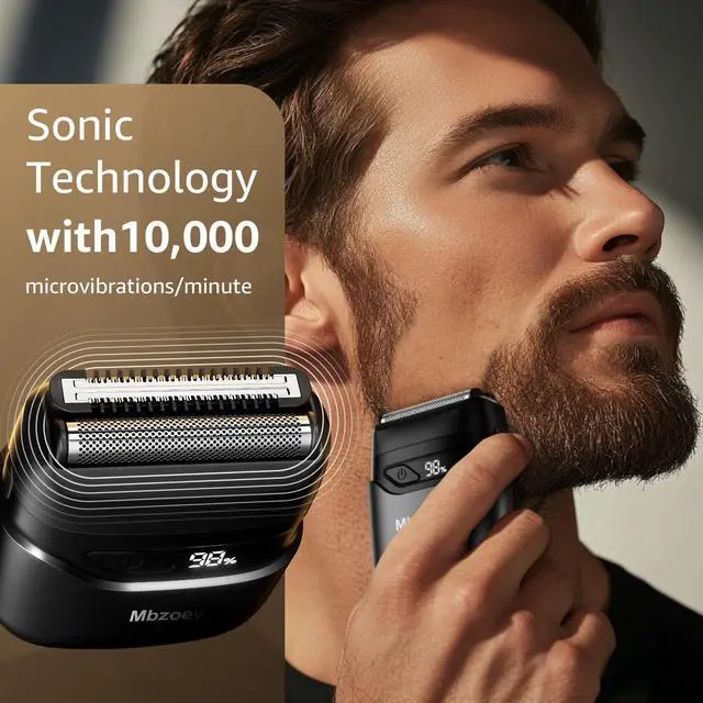 Alt view image 3 of 7 - Hoygi Electric Foil Shavers for Men: Mini Electric Razor for Face - IPX7 Waterproof Cordless Razor with LED Display & Fast Charge - Micro-Comb Technology & Precision Blades