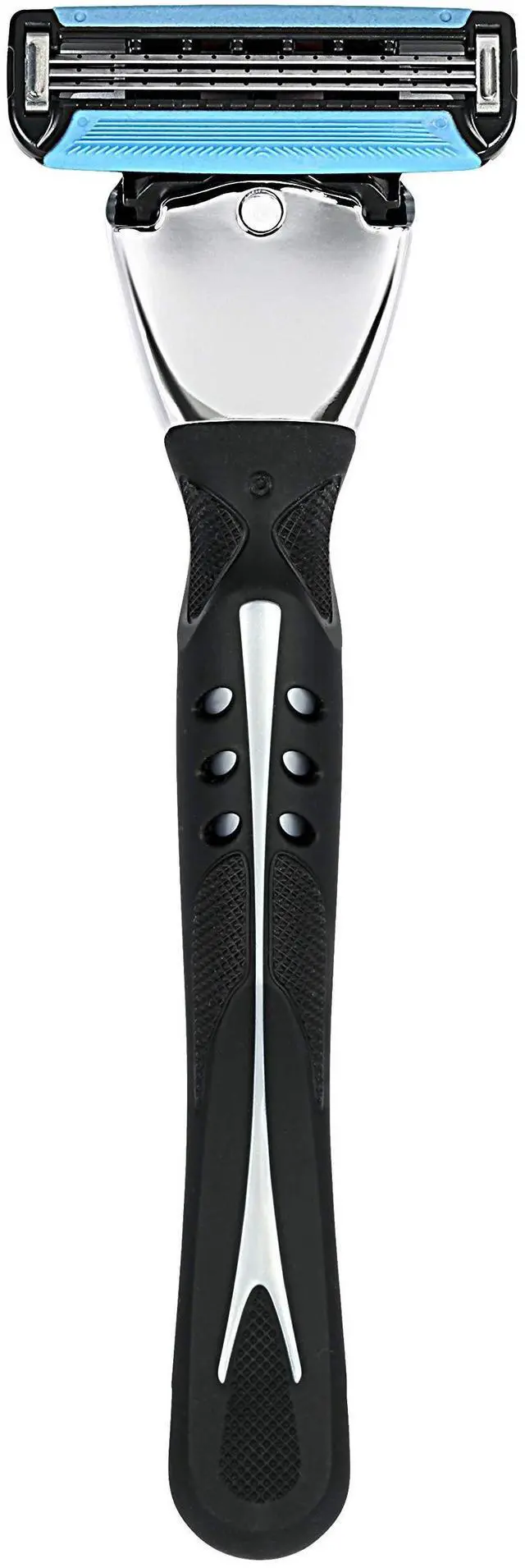 Alt view image 2 of 6 - 3-Blade Motion Sphere Razor for Men with Dual Lubrication, Pivoting Head for Comfortable Shave, Handle & 20 Cartridges, 21 Piece Set, Black (Previously Solimo)