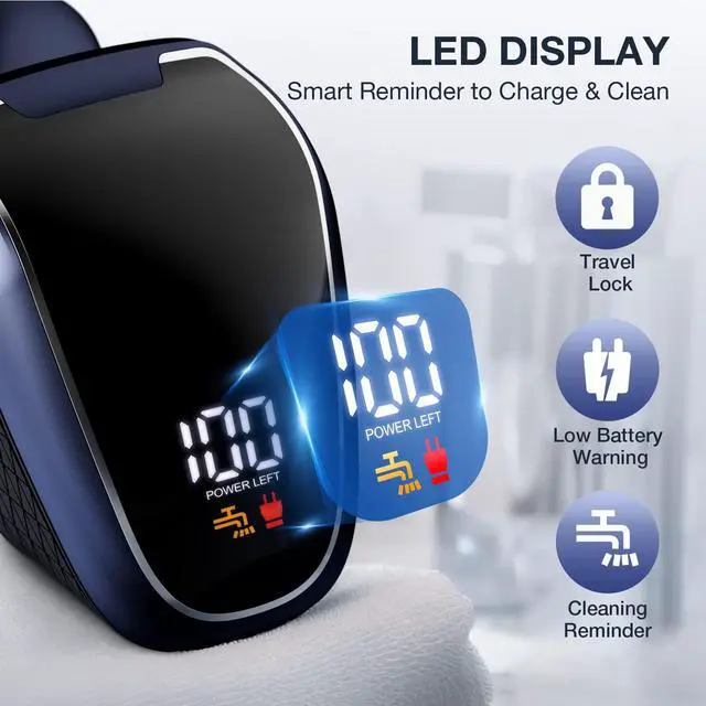 Alt view image 4 of 7 - Head Shaver 7D, Upgrade Head Shavers for Bald Men, Head Electric Razor with Nose Hair Trimmer, IPX6 Waterproof Wet/Dry Mens Grooming Kit, Anti-Pinch, LED Display, USB Rechargeable