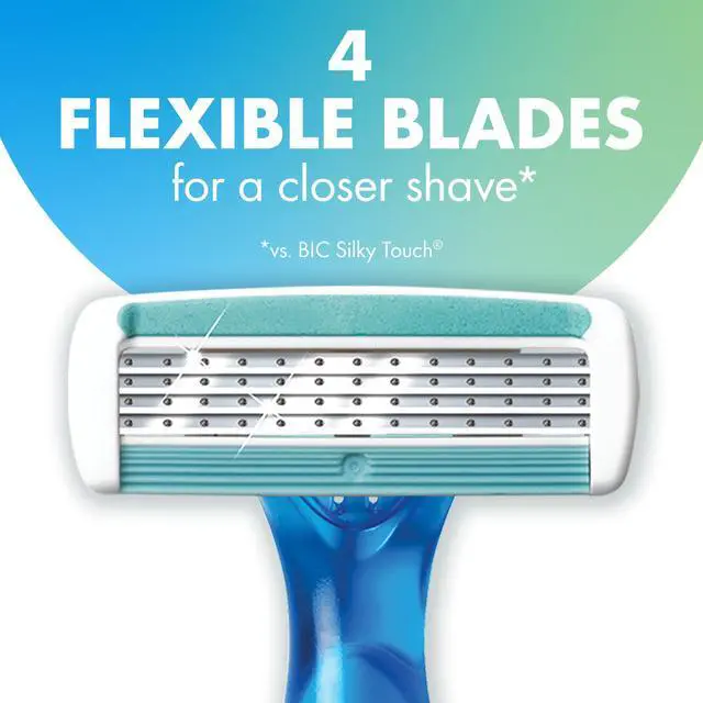 Alt view image 2 of 7 - Soleil 4 Women's Disposable 4-Blade Razors, Flexible Pivoting Head, Non-Slip Grip, College Dorm Room Essential, Shower Caddy and Toiletry Bag Ready, 10-Pack