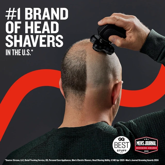 Alt view image 7 of 7 - Balder Pro XR7000 Head Shaver for Men, Rotary Wet & Dry Razor | 5 Dual Track Rotary Blades, Hair Capture Chamber, Lithium Rechargeable, Waterproof, Pop-Up Trimmer for Detailing