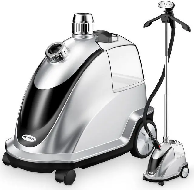 Main image of _Mega Brand Steamer for Clothes, 1500W Powerful Standing Garment Steamer with Roll Wheels, 2.4L Water Tank for 90 Mins Continuous Steaming, 35s Fast Heat-up (Silver)