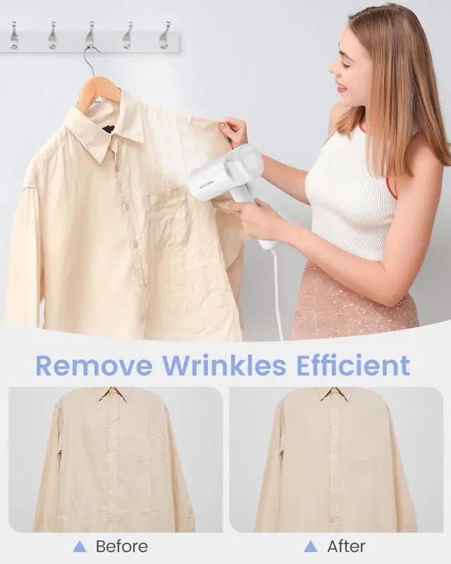 Alt view image 5 of 7 - Steamer for Clothes, Portable Garment Wrinkle Remover, Fast 30s Heat-up, Foldable and Handheld, 120V Only (Not for 220V Europe), White