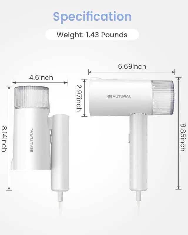 Alt view image 7 of 7 - Steamer for Clothes, Portable Garment Wrinkle Remover, Fast 30s Heat-up, Foldable and Handheld, 120V Only (Not for 220V Europe), White