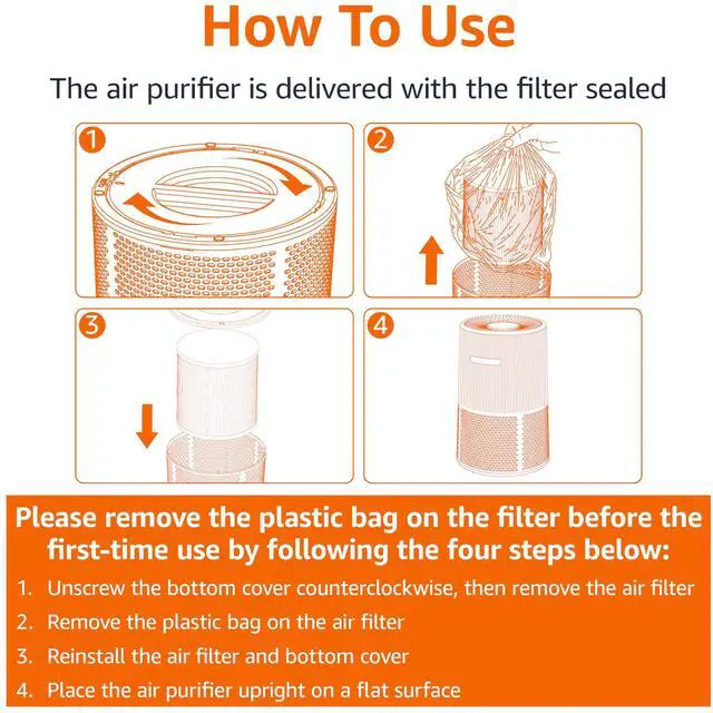 Alt view image 6 of 6 - Air Purifier for Home and Office, With 3-Stage Filtration, HEPA Filter With Activated Carbon, 3 Speeds, Timer, Sleep Mode (32db), Energy Star Certificate, Covers Up to 1067 Sq ft, White