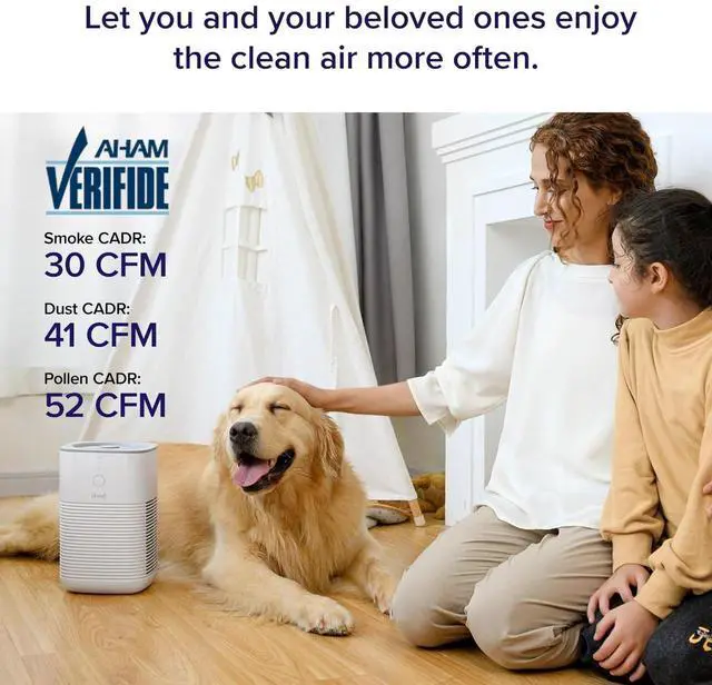 Alt view image 2 of 7 - Air Purifier for Home Bedroom, AHAM Verifide, Freshens Small Room with Aroma Pad, For Smoke, Pollen, Pet Dander, Odor, Dust, Office, Desktop, 1 Pack, White