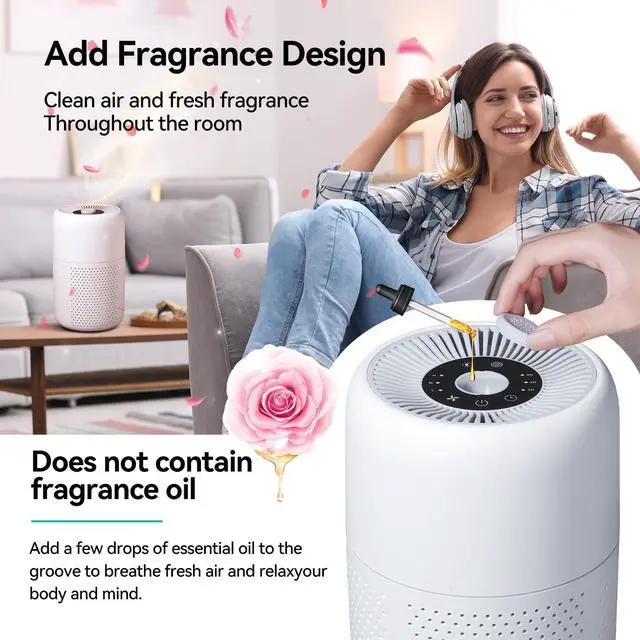 Alt view image 2 of 7 - 2 Pack _Mega Brand Air Purifiers for Bedroom Home with Aromatherapy Function,Small Air Purifier with Nightlight Speed Control,24dB Low Noise for Better Sleep,For Pet Room Dorm Kitchen,P60 (White)
