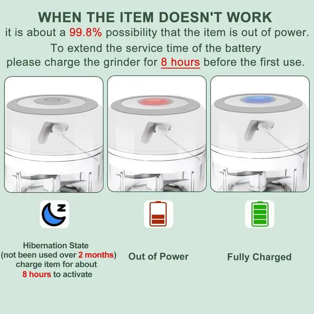 Alt view image 6 of 7 - _Mega Brand Electric-Herb-Grinder-Large-3.4oz-USB Rechargeable, , Portable Waterproof, Better Control of Herb Coarseness, Practical and Muntifuctional
