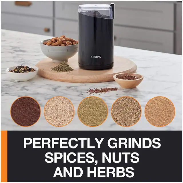 Alt view image 2 of 6 - _Mega Brand Precision Electric Coffee Grinders: 3 oz Capacity, 200W Motor, Stainless Steel Blades for Uniform Grinding of Coffee Beans, Herbs, Nuts, and Spice Grinder (Black)