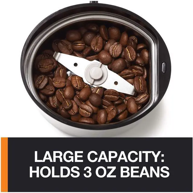 Alt view image 3 of 6 - _Mega Brand Precision Electric Coffee Grinders: 3 oz Capacity, 200W Motor, Stainless Steel Blades for Uniform Grinding of Coffee Beans, Herbs, Nuts, and Spice Grinder (Black)