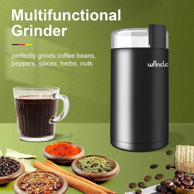 Alt view image 2 of 6 - Electric Coffee Grinder, Spice Grinder, One Touch Coffee Mill for Beans, Spices and More, with Clean Brush Black