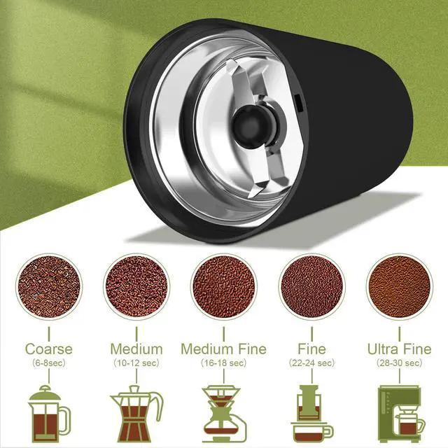 Alt view image 3 of 6 - Electric Coffee Grinder, Spice Grinder, One Touch Coffee Mill for Beans, Spices and More, with Clean Brush Black