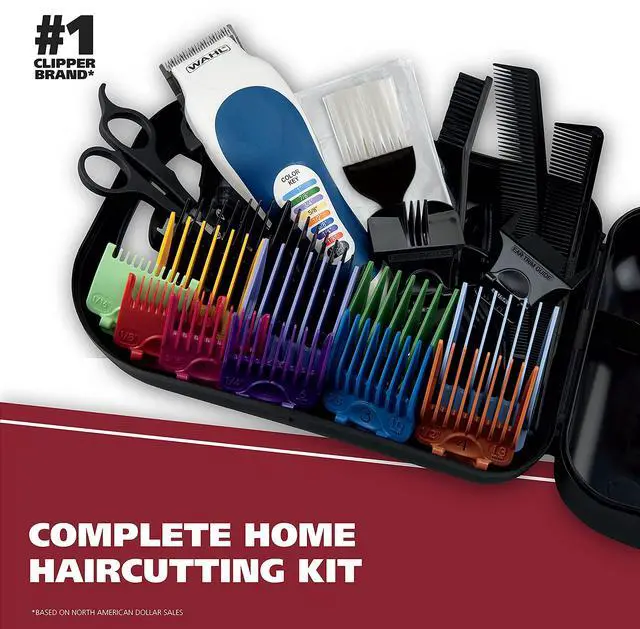 Alt view image 2 of 7 - Clipper USA Color Pro Complete Haircutting Kit with Easy Color Coded Guide Combs - Corded Clipper for Hair Clipping & Grooming Men, Women, & Children - Model 79300-1001M