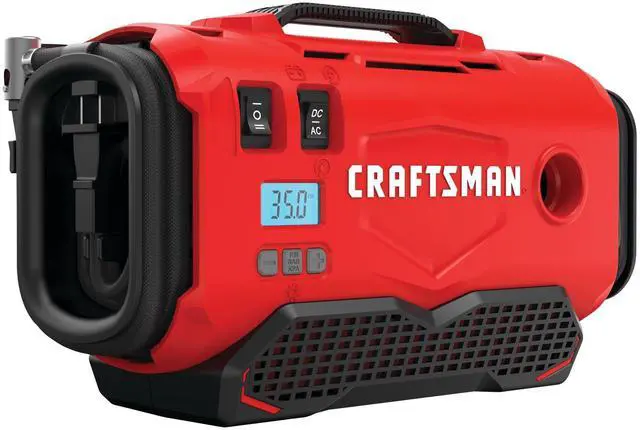 Main image of _Mega Brand V20 Tire Inflator, Portable Air Compressor, 3 Modes: Cordless, 120V Corded, and 12V Car Adapter, Air Pump, Battery Sold Separately (CMCE520B)