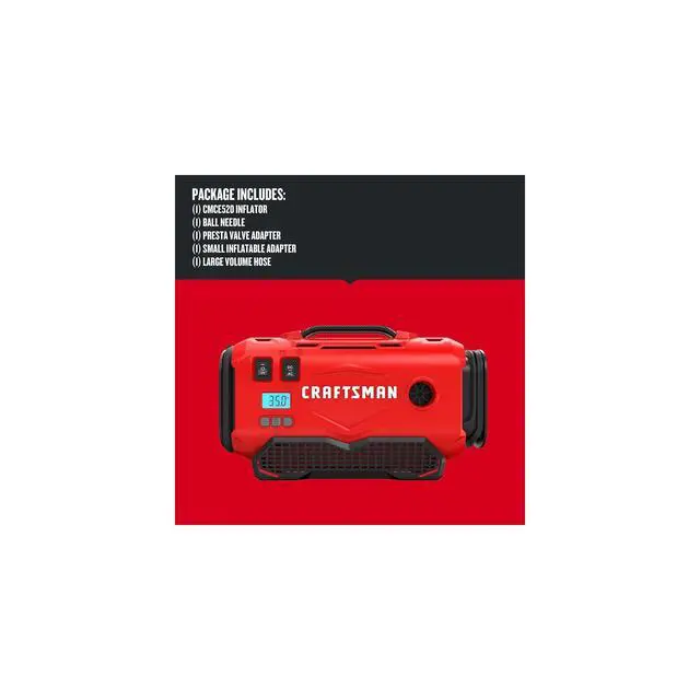 Alt view image 3 of 7 - _Mega Brand V20 Tire Inflator, Portable Air Compressor, 3 Modes: Cordless, 120V Corded, and 12V Car Adapter, Air Pump, Battery Sold Separately (CMCE520B)