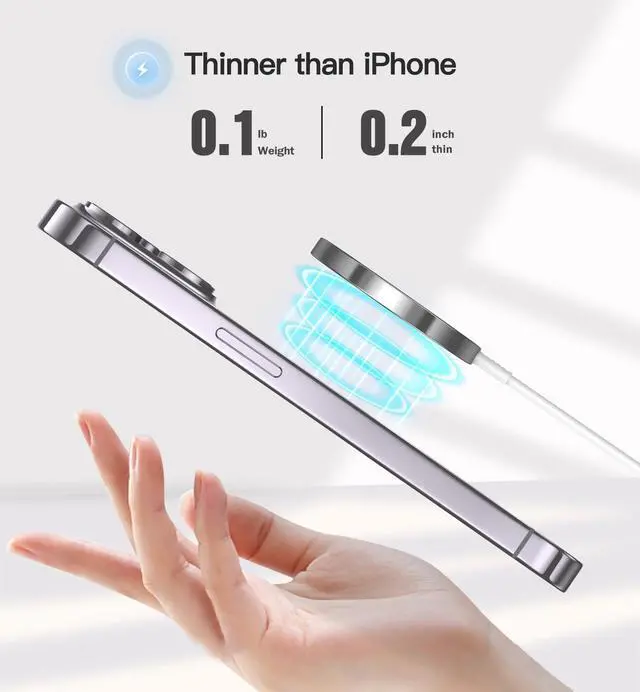 Alt view image 2 of 7 - Magnetic Wireless Charger 15W Fast Mag Safe Charger for Cell iPhone 17 Pro Max/17 Pro/17 Air/17/16/15/14/13/12 Series 2 Pack Charging Pad for AirPods 3/2/Pro 2/Pro Mag-Safe Original Replacement