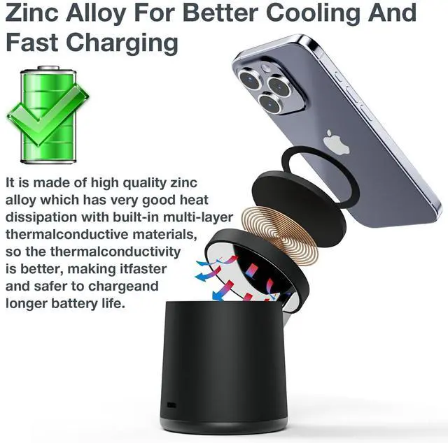 Alt view image 2 of 7 - _Mega Brand Upgrade 3 in 1 Charging Station for Apple MagSafe Charger, Adjustable Portable Wireless Charging Stand, Fast Wireless Charger Dock for iPhone 16 15 14 13 12 Pro Max & Apple Watch AirPods