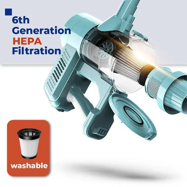 Alt view image 4 of 6 - _Mega Brand  Corded Stick Vacuum Cleaner - 450W, Lightweight 2 in 1 Handheld with Powerful Suction, Bagless HEPA Filter, Large Dust Capacity, 20ft Cable - Ideal for Floors, Dorm Room, & Home Cleaning