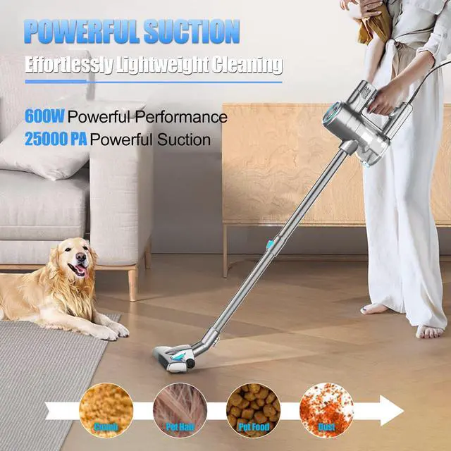 Alt view image 2 of 7 - _Mega Brand Corded Vacuum Cleaner for Home, 600W Powerful Stick Vacuum, 2 in 1 Vacuum Cleaners,1.2 L Dust Cup, Corded Handheld Vacuum Pet for Hair, Short-Pile Carpet, Hardfloor (Sky Blue)