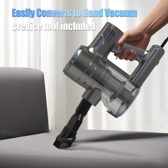 Alt view image 7 of 7 - _Mega Brand Corded Vacuum Cleaner for Home, 600W Powerful Stick Vacuum, 2 in 1 Vacuum Cleaners,1.2 L Dust Cup, Corded Handheld Vacuum Pet for Hair, Short-Pile Carpet, Hardfloor (Sky Blue)