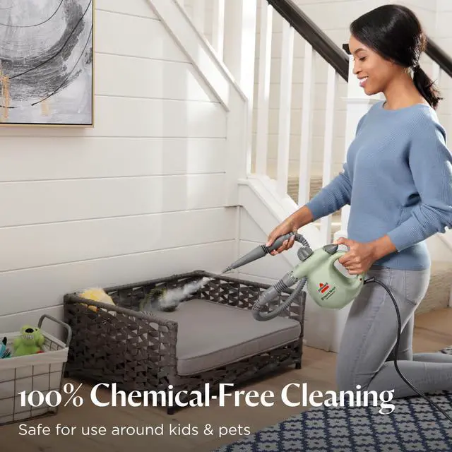 Alt view image 4 of 7 - _Mega Brand  Steam Shot OmniReach handheld portable steam cleaner for tile, grout, windows, bathrooms, kitchens, fabric steaming tool, includes 10 tools