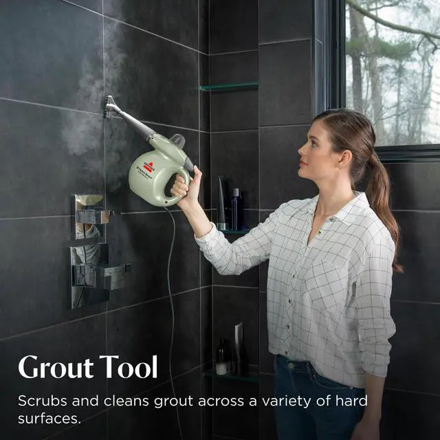 Alt view image 5 of 7 - _Mega Brand  Steam Shot OmniReach handheld portable steam cleaner for tile, grout, windows, bathrooms, kitchens, fabric steaming tool, includes 10 tools