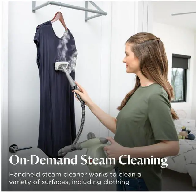 Alt view image 6 of 7 - _Mega Brand  Steam Shot OmniReach handheld portable steam cleaner for tile, grout, windows, bathrooms, kitchens, fabric steaming tool, includes 10 tools