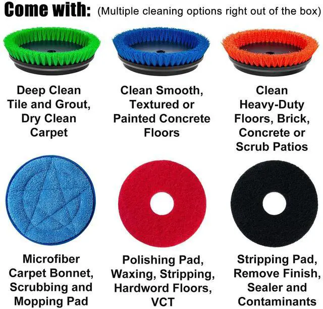 Alt view image 3 of 7 - _Mega Brand  Floor Scrubber Machine with Brushes and Pads, Heavy Duty Floor Cleaner Polisher and Buffer- Deep Cleaning Tile and Grout, Hardwood Floors and Carpets without Getting on Hands and Knees