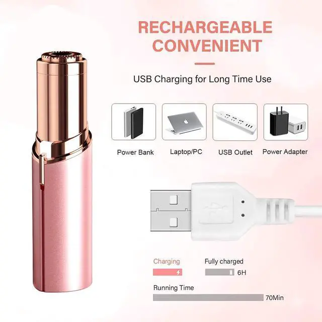 Alt view image 4 of 7 - _Mega Brand Facial Hair Removal for Women Painless Hair Remover, Waterproof Shaver Razor Hair Remover with LED Light for Face Bikini Peach Fuzz Upper Mustache Lip Chin