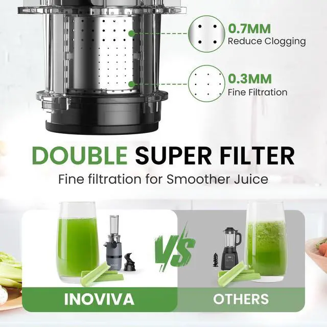 Alt view image 4 of 7 - _Mega Brand, Masticating Juicer Machines Compact, Slow Juicer with 70 RPM Low Speed, Juice Maker for Vegetable & Fruit, Portable Juice Extractor High Juice Yield & Easy to Clean, Grey