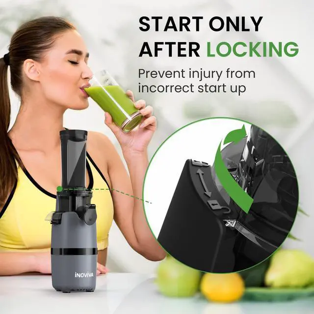 Alt view image 6 of 7 - _Mega Brand, Masticating Juicer Machines Compact, Slow Juicer with 70 RPM Low Speed, Juice Maker for Vegetable & Fruit, Portable Juice Extractor High Juice Yield & Easy to Clean, Grey